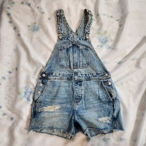 Old Navy Blue Distressed Shortalls